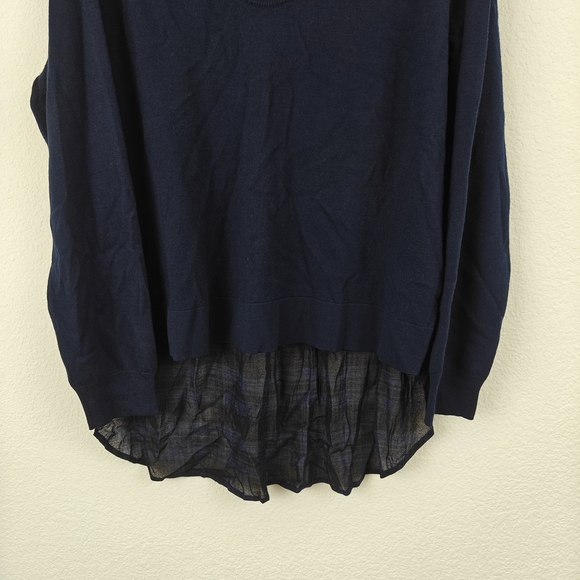 T By Alexander Wang Contrast Hi Low Hem Merino Wool Plaid V-neck Sweater M - Picture 7 of 16